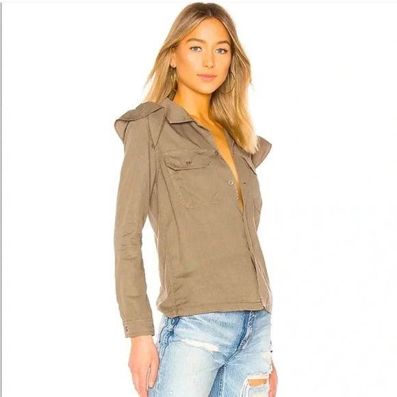 Pam & Gela ruffle army shirt in Loden - Picture 14 of 14